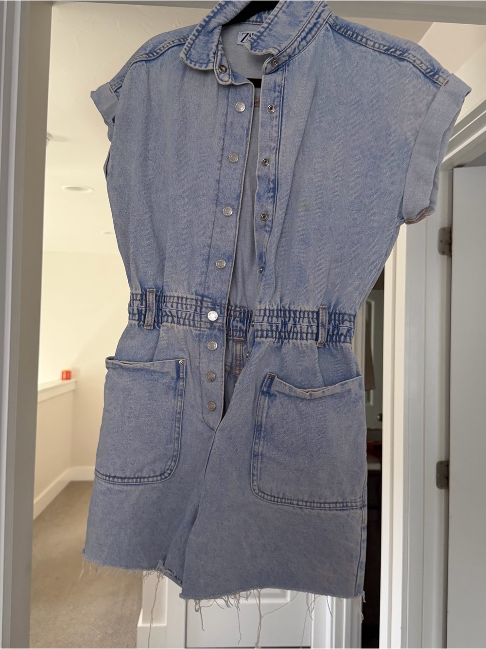 Zara acid wash denim romper
